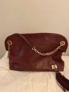 Louis Vuitton Leather Burgundy Whisper PM with Gold Chain and Tassle
